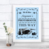 Blue Photobooth This Way Right Personalized Wedding Sign