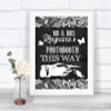 Dark Grey Burlap & Lace Photobooth This Way Right Personalized Wedding Sign