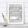 Grey Burlap & Lace Photobooth This Way Right Personalized Wedding Sign