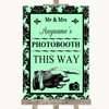 Mint Green Damask Photobooth This Way Right Personalized Wedding Sign