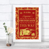 Red & Gold Photobooth This Way Right Personalized Wedding Sign