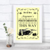Yellow Photobooth This Way Right Personalized Wedding Sign