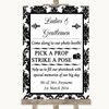 Black & White Damask Pick A Prop Photobooth Personalized Wedding Sign