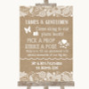 Burlap & Lace Pick A Prop Photobooth Personalized Wedding Sign