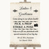 Shabby Chic Ivory Pick A Prop Photobooth Personalized Wedding Sign