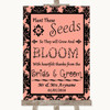 Coral Damask Plant Seeds Favours Personalized Wedding Sign