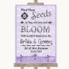 Lilac Shabby Chic Plant Seeds Favours Personalized Wedding Sign
