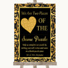 Black & Gold Damask Puzzle Piece Guest Book Personalized Wedding Sign