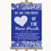 Navy Blue Burlap & Lace Puzzle Piece Guest Book Personalized Wedding Sign