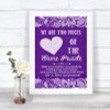 Purple Burlap & Lace Puzzle Piece Guest Book Personalized Wedding Sign