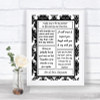 Black & White Damask Romantic Vows Personalized Wedding Sign