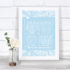 Blue Burlap & Lace Romantic Vows Personalized Wedding Sign