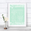 Green Burlap & Lace Romantic Vows Personalized Wedding Sign