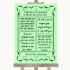 Green Romantic Vows Personalized Wedding Sign