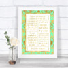 Mint Green & Gold Romantic Vows Personalized Wedding Sign