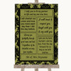 Olive Green Damask Romantic Vows Personalized Wedding Sign