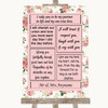 Vintage Roses Romantic Vows Personalized Wedding Sign