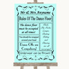 Aqua Rules Of The Dance Floor Personalized Wedding Sign Aqua Rules Of The Dance Floor Personalized Wedding Sign
