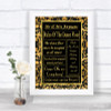 Black & Gold Damask Rules Of The Dance Floor Personalized Wedding Sign