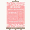 Coral Burlap & Lace Rules Of The Dance Floor Personalized Wedding Sign