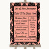 Coral Damask Rules Of The Dancefloor Personalized Wedding Sign