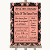 Coral Damask Rules Of The Dancefloor Personalized Wedding Sign