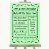 Green Rules Of The Dancefloor Personalized Wedding Sign