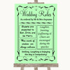 Green Rules Of The Wedding Personalized Wedding Sign