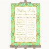 Mint Green & Gold Rules Of The Wedding Personalized Wedding Sign