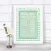 Winter Green Rules Of The Wedding Personalized Wedding Sign