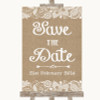 Burlap & Lace Save The Date Personalized Wedding Sign