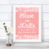 Coral Burlap & Lace Save The Date Personalized Wedding Sign