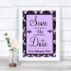 Lilac Damask Save The Date Personalized Wedding Sign