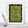 Olive Green Damask Save The Date Personalized Wedding Sign