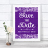 Purple Burlap & Lace Save The Date Personalized Wedding Sign