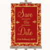 Red & Gold Save The Date Personalized Wedding Sign
