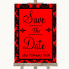 Red Damask Save The Date Personalized Wedding Sign