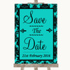 Turquoise Damask Save The Date Personalized Wedding Sign