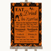 Burnt Orange Damask Signature Favourite Drinks Personalized Wedding Sign