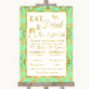 Mint Green & Gold Signature Favourite Drinks Personalized Wedding Sign