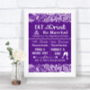 Purple Burlap & Lace Signature Favourite Drinks Personalized Wedding Sign