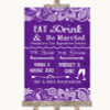 Purple Burlap & Lace Signature Favourite Drinks Personalized Wedding Sign