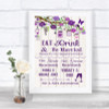 Purple Rustic Wood Signature Favourite Drinks Personalized Wedding Sign