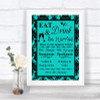 Turquoise Damask Signature Favourite Drinks Personalized Wedding Sign