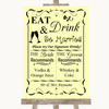 Yellow Signature Favourite Drinks Personalized Wedding Sign