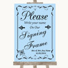 Blue Signing Frame Guestbook Personalized Wedding Sign