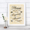 Cream Roses Signing Frame Guestbook Personalized Wedding Sign