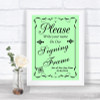 Green Signing Frame Guestbook Personalized Wedding Sign