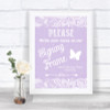 Lilac Burlap & Lace Signing Frame Guestbook Personalized Wedding Sign