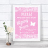 Pink Burlap & Lace Signing Frame Guestbook Personalized Wedding Sign